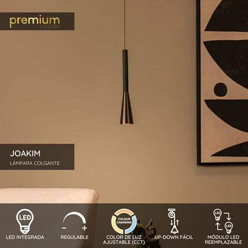 Lucide JOAKIM - Lámpara colgante - Ø 7,7 cm - LED Regul. - CCT - 1x7W 2700K/4000K - Con módulo LED reemplazable - Café | Premium - USP
